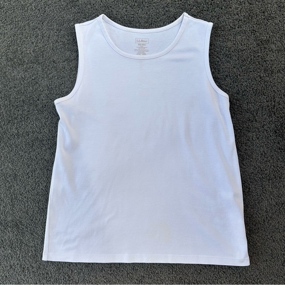 L.L. Bean White Tank Top 100% Pima Cotton (S/M) Perfect Length Capsule Wardrobe - Picture 1 of 6
